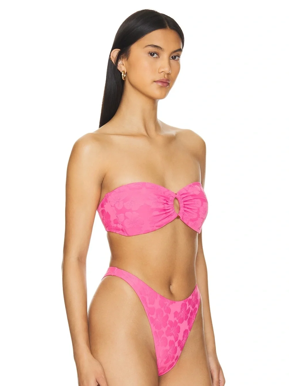 L*Space Bikini Set Jasper Top & Leilani Bottom Pink Floral Size Large Resortwear